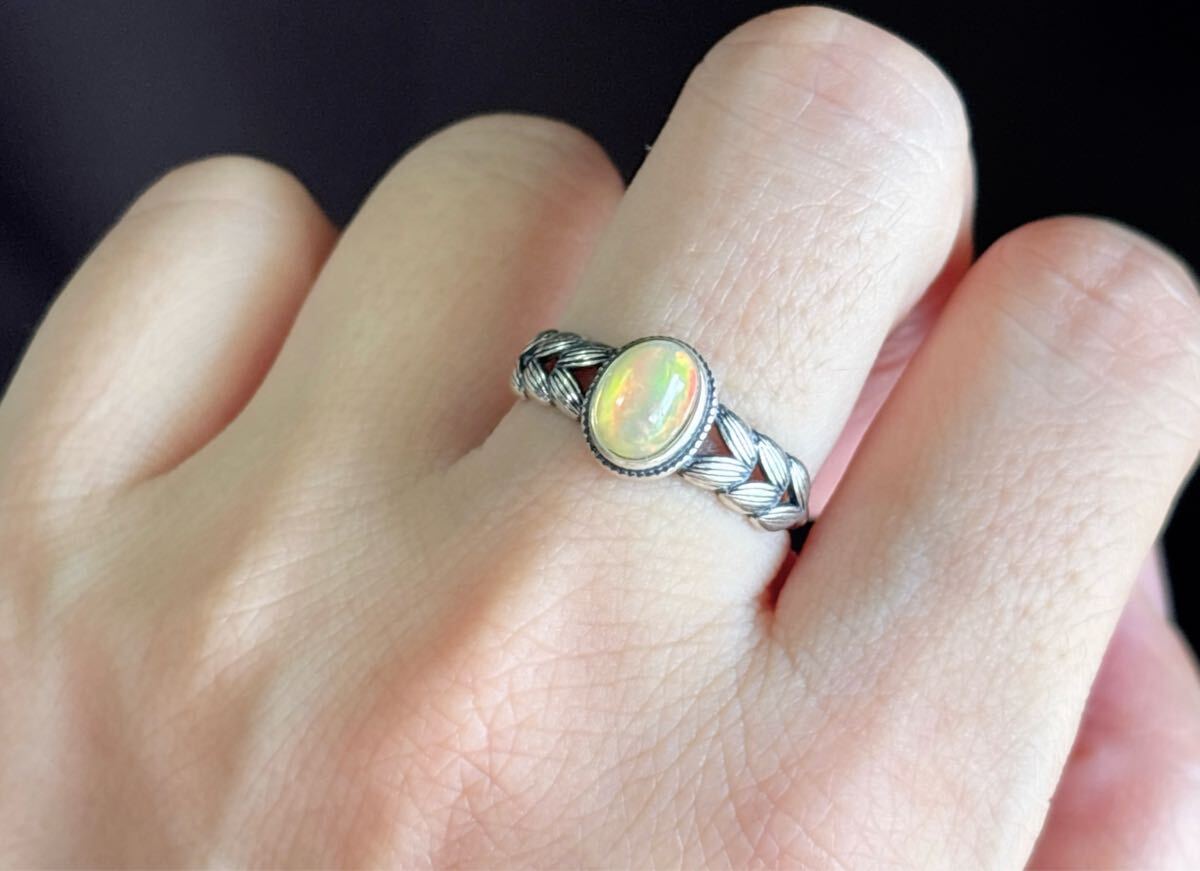 天然石 逸品シルバーオパール s925銀のリング指輪(番号A4756)_画像3