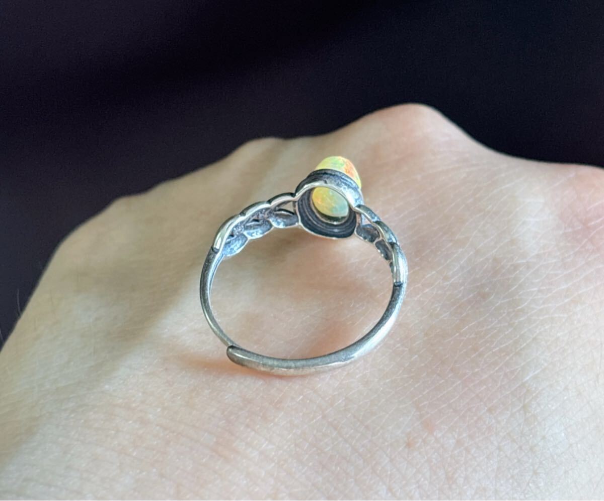天然石 逸品シルバーオパール s925銀のリング指輪(番号A4756)_画像8