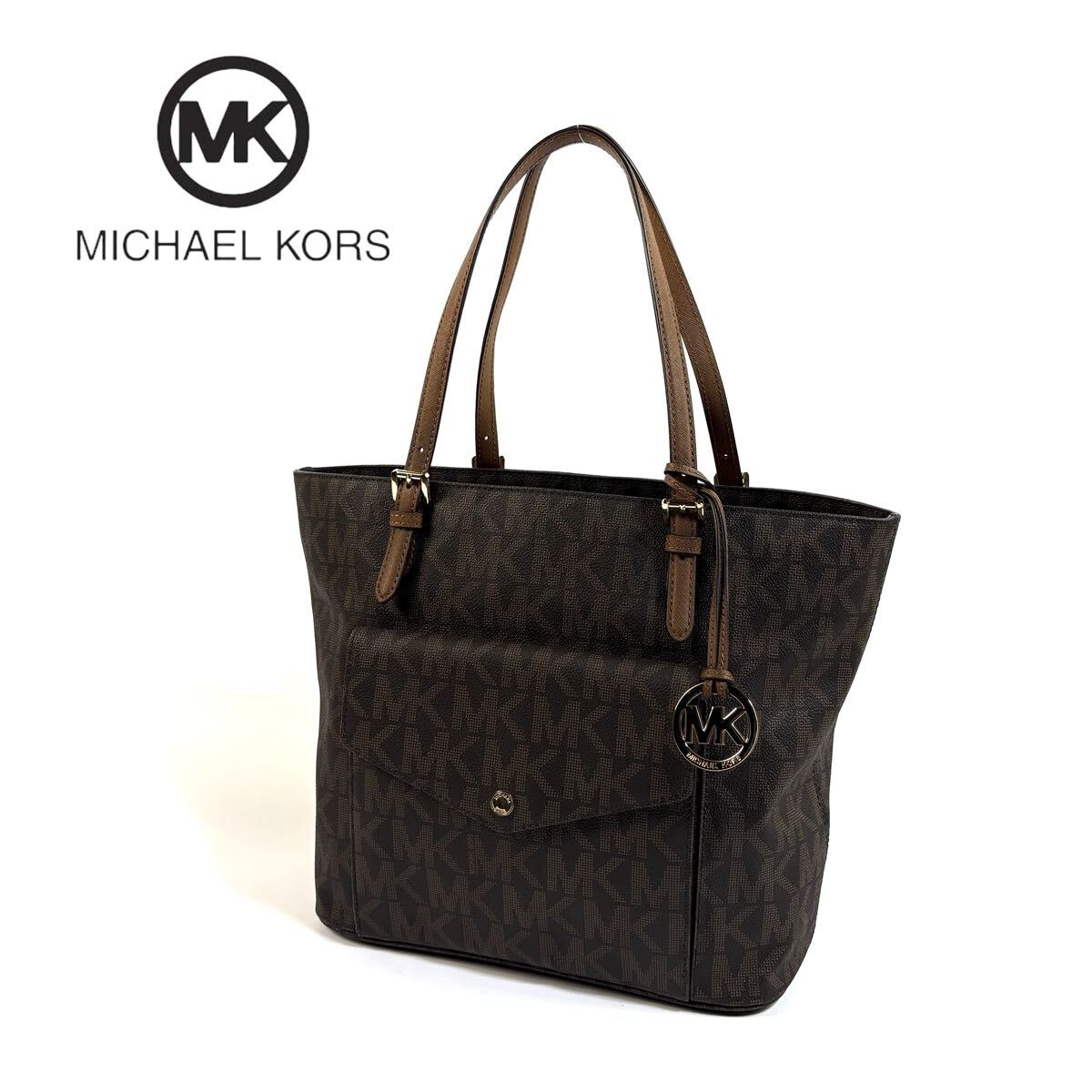 ✨️現行/極美品✨マイケルコース トートバッグ 大容量 A4可能 肩掛け 極美品】MICHAEL KORS マイケルコース PVC レザー シグネチャー