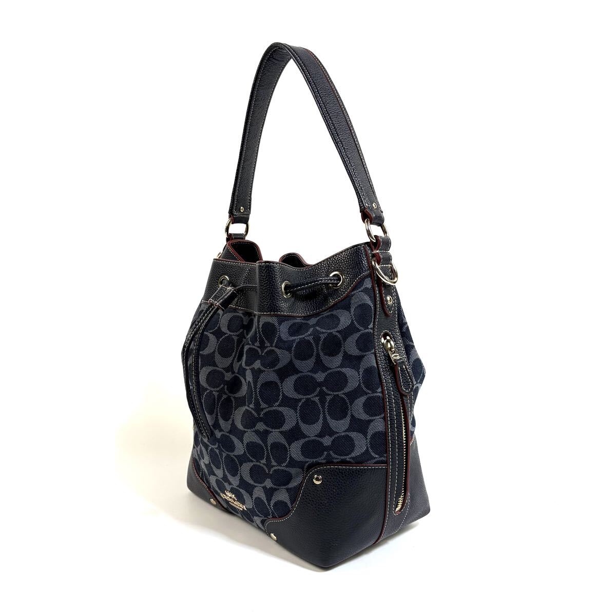 【美品】コーチ トートバッグ シグネチャー ソーホー キャンバス 肩掛け 黒色 美品】COACH コーチ キャンバス レザー 肩掛け ワン ショルダー