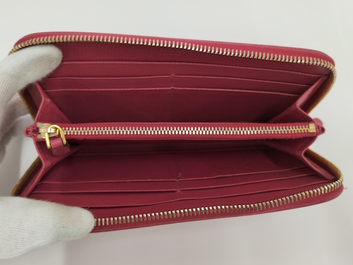 PRADA раунд застежка-молния длинный кошелек safia-no кожа розовый 