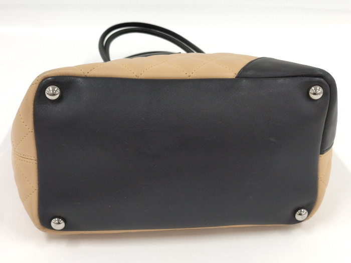 CHANEL トートバッグ カンボンライン ミディアムトート ココマーク ソフトカーフ ベージュ ブラック A25167_画像6