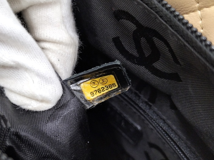 CHANEL トートバッグ カンボンライン ミディアムトート ココマーク ソフトカーフ ベージュ ブラック A25167_画像9