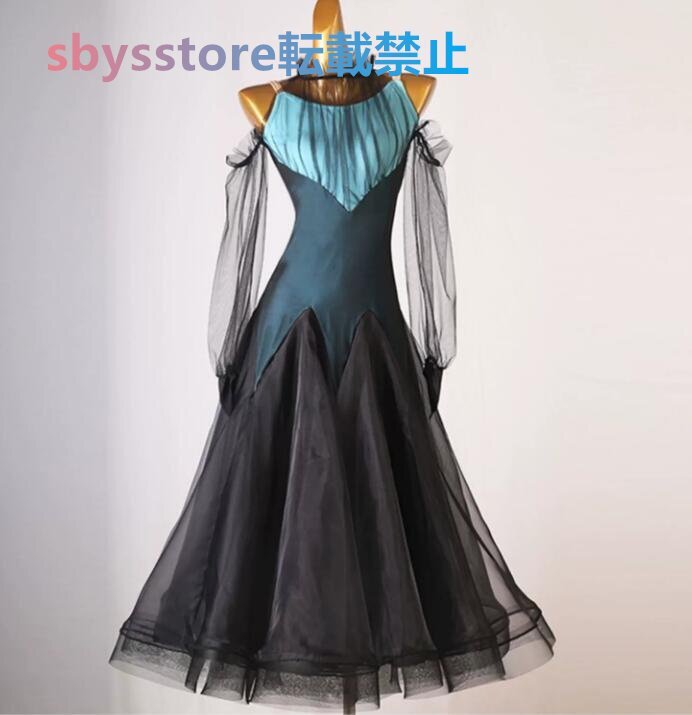 人気品上質新作 レディース社交ダンス衣装　モダンドレスワンピース　ダンス練習試合ドレス　　セミオーダー可能　お洒落ミックス色