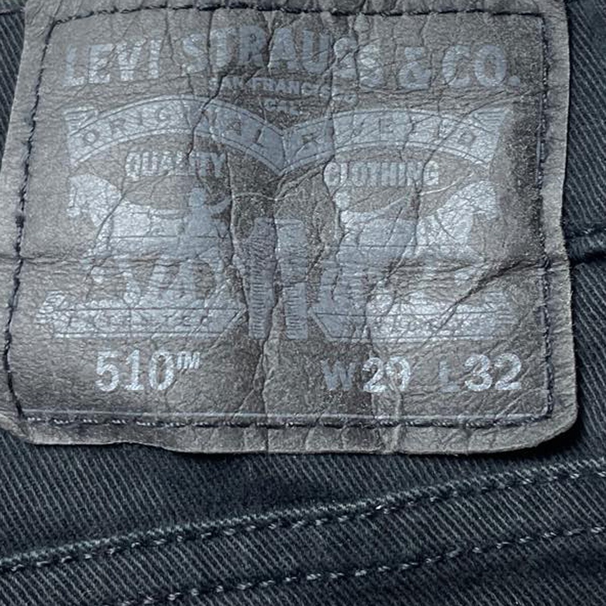 2000円スタート! Levi's リーバイス 510 ミドルライズ テーパード スリム スキニーパンツ ジーンズ 定番色 ブラック 黒 W29 メンズ 古着 2_画像7