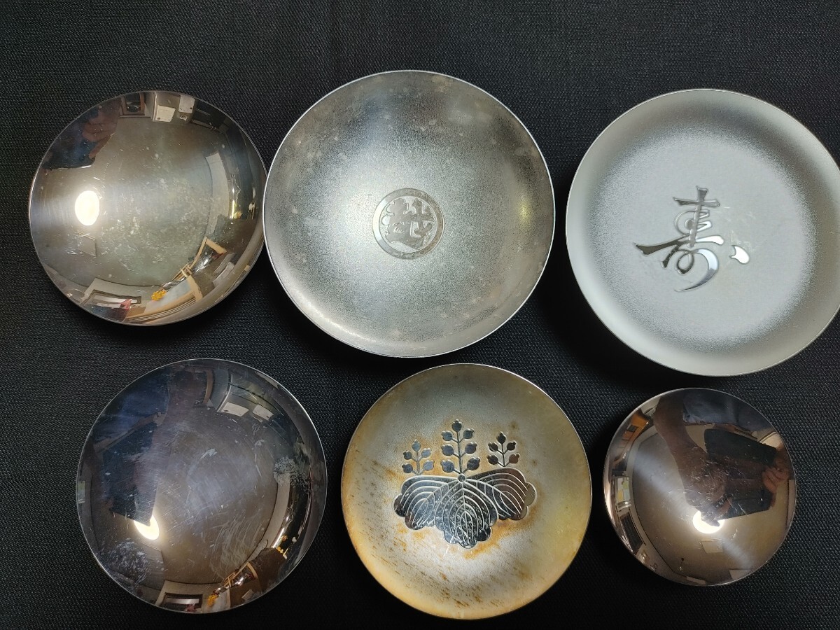 銀盃 純銀 ☆ 純銀 SILVER ☆ 銀杯 銀盃 酒器 6点☆ 全て刻印あり☆総重量