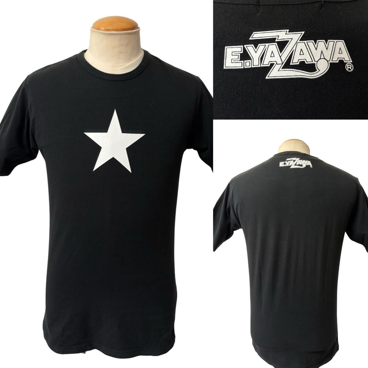 E.YAZAWA 矢沢永吉 スタープリント HIBIYA 長袖リアルTシャツ S 美品 矢沢永吉 HIBIYA Tシャツ 黒 S 星 スター E YAZAWA