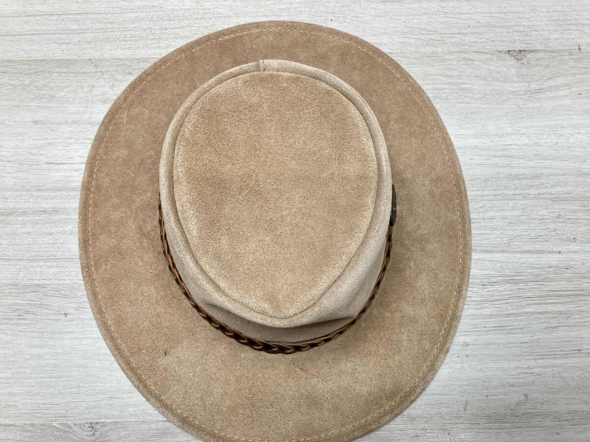 JACARU/ジャカル テンガロンハット スエード レザー オーストラリアンハット ベージュ　MED-LG Wallaroo Suede オーストラリア製_画像7