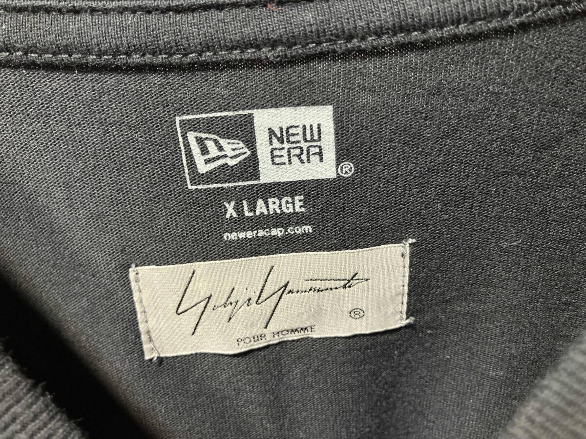 20aw YOHJI YAMAMOTO POUR HOMME × NEW ERA ロゴプリントカットソー ブラック 半袖Tシャツ XL ヨウジヤマモトプールオム ニューエラ_画像3