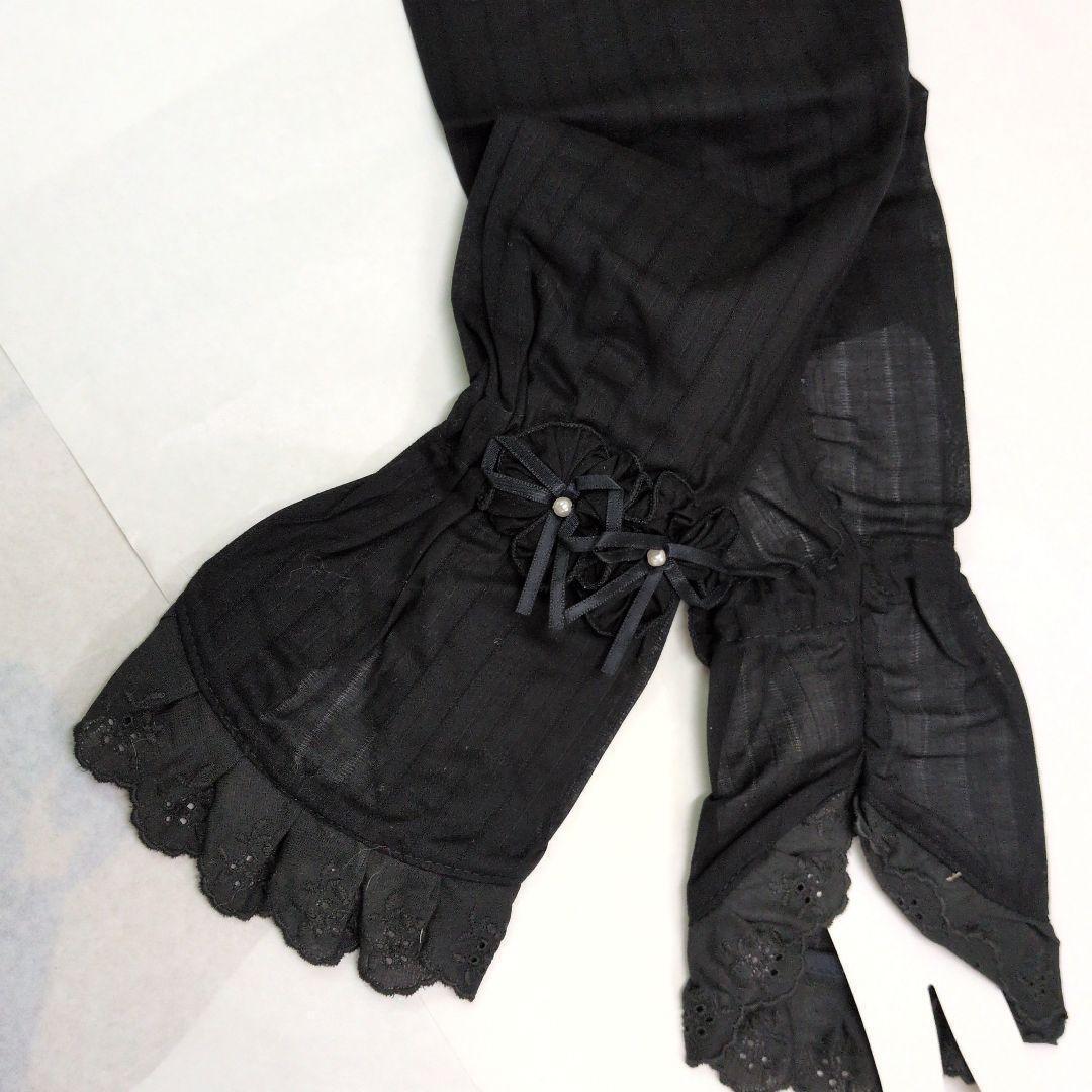 #5-新品未使用 UVカット 黒 アームカバー レース付き_画像4