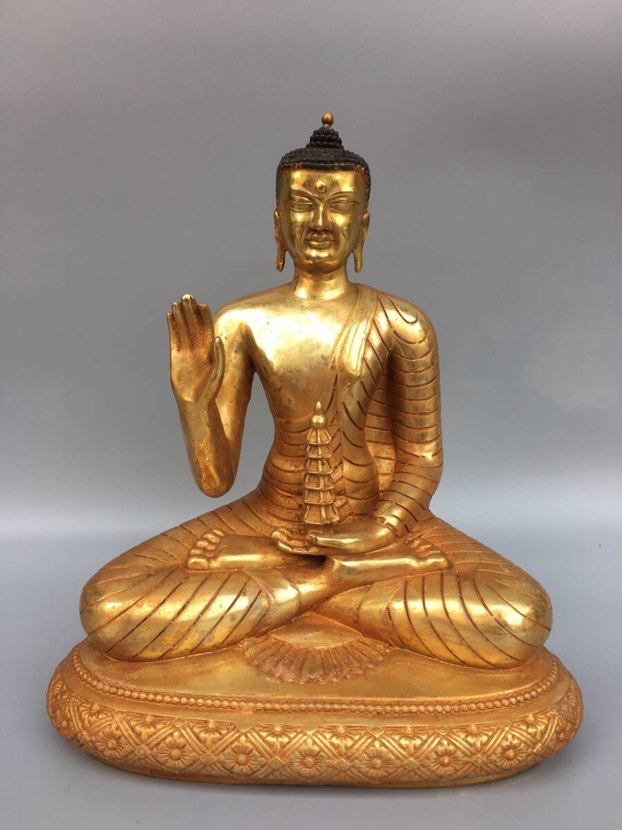 銅製・塗金・釋迦牟尼像・仏像・宗教・仏教古美術・供養品・古董品・