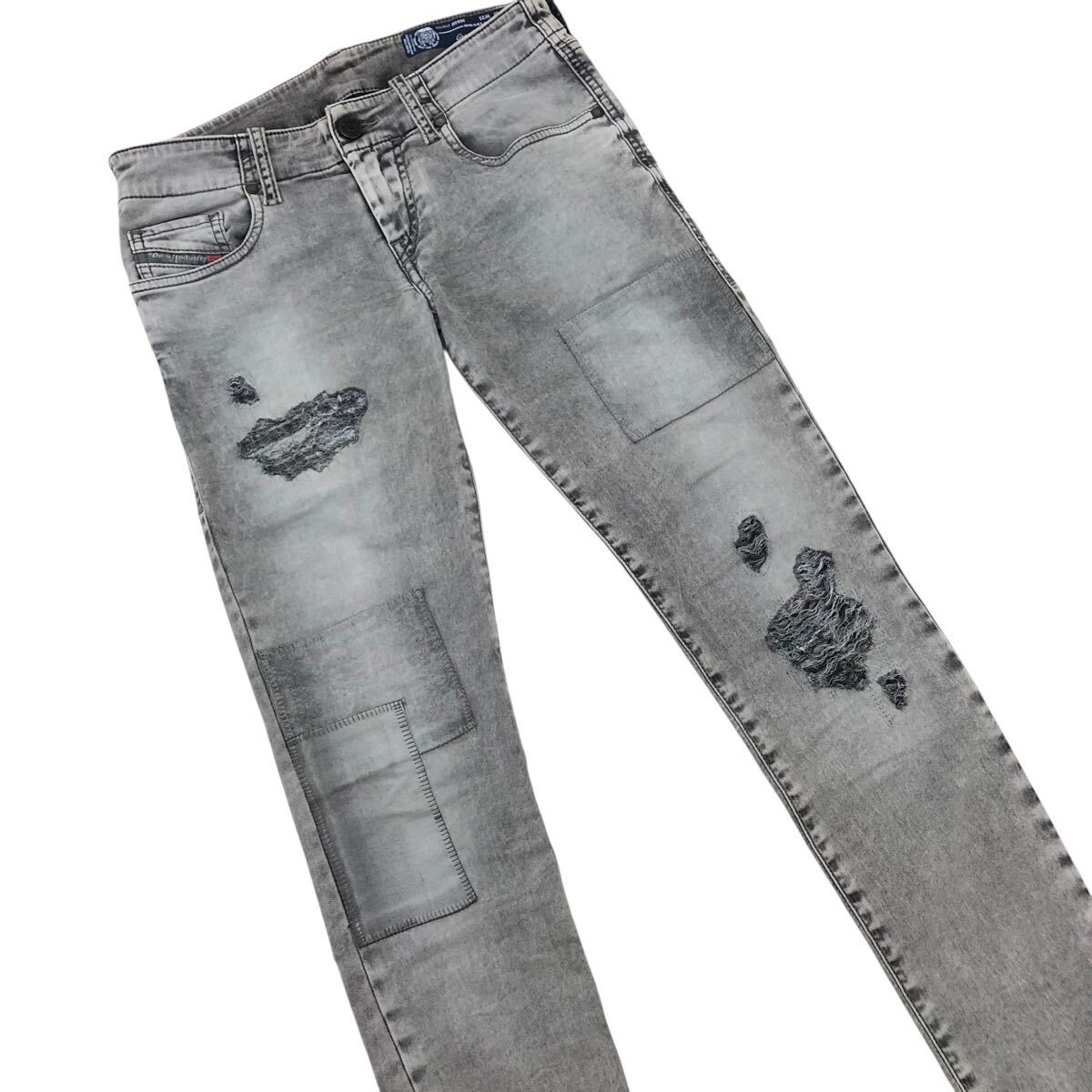 m636-66 DIESEL ディーゼル スウェットデニム ジョグジーンズ Grupee-S-Ne ストレッチ デニム パンツ ボトムス グレー レディース W25_画像4