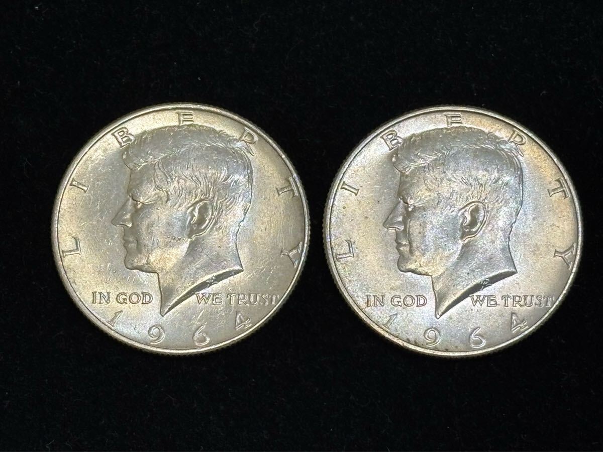 ケネディ ハーフダラー1964年2枚 ワンダラーコイン3枚 イングリッシュペニー ケネディ ハーフダラー1964年2枚 ワンダラーコイン3枚