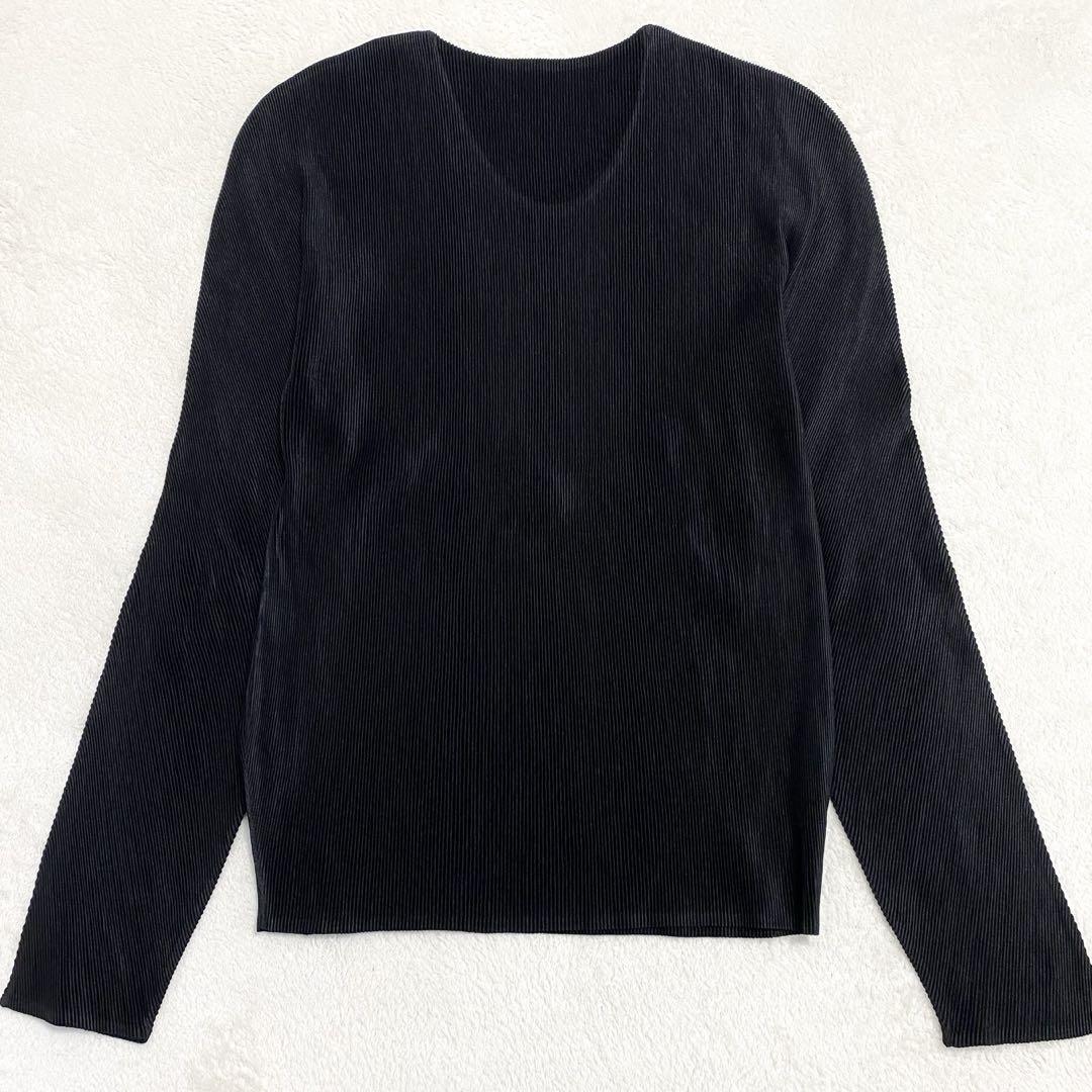 PLEATS PLEASE プリーツプリーズ 長袖 カットソー 黒 サイズ3 定番人気】プリーツプリーズ イッセイミヤケ PLEATS PLEASE