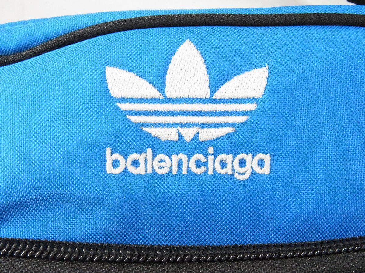 バレンシアガxアディダス BALENCIAGAxAddidas ショルダーバッグ ボックス ユニセックス キャンバス ブラックxブルー 中古美品_画像7