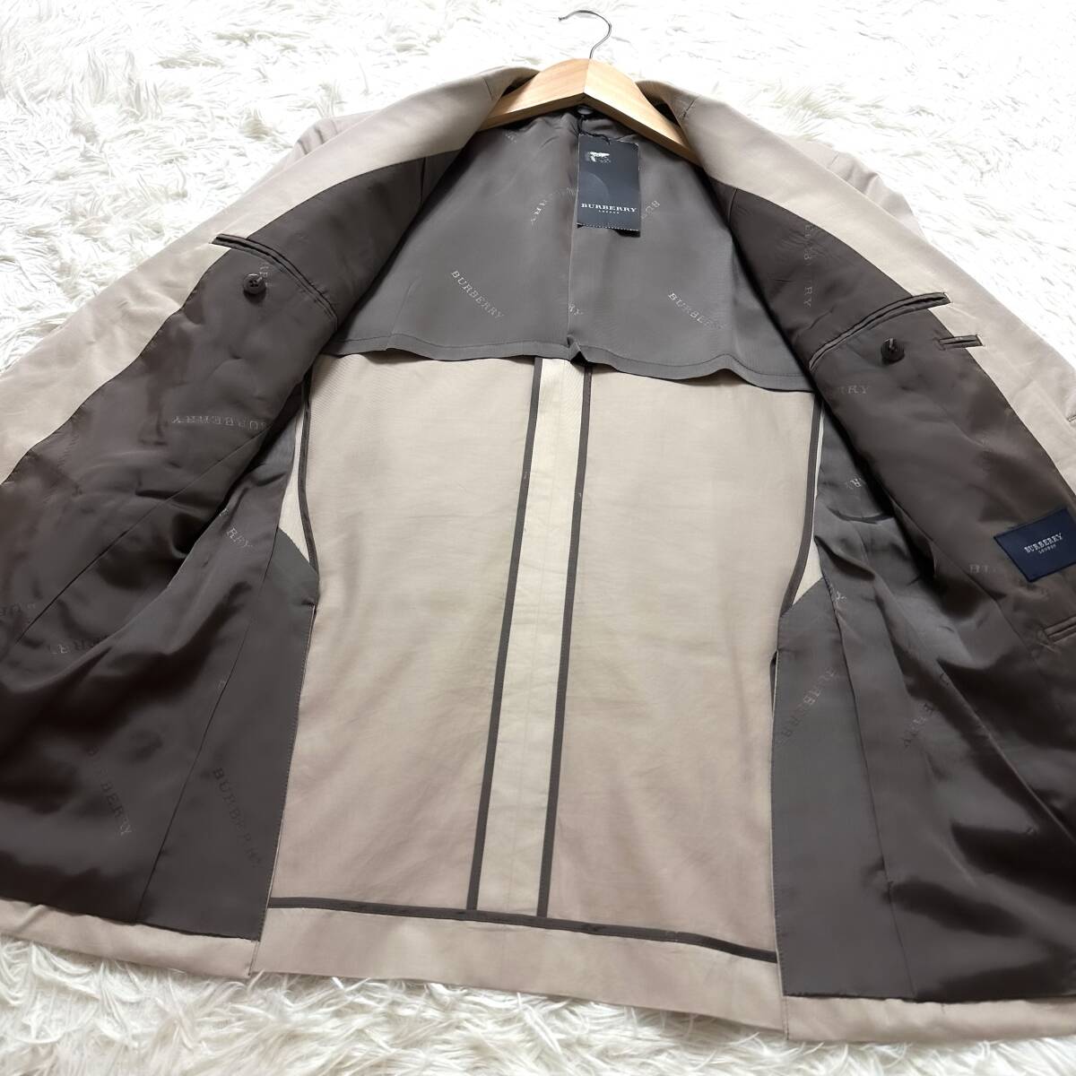 BURBERRY LONDON シルク×リネン ジャケット シャドーロゴ 定価27万!未使用級BURBERRY LONDONテーラードジャケット