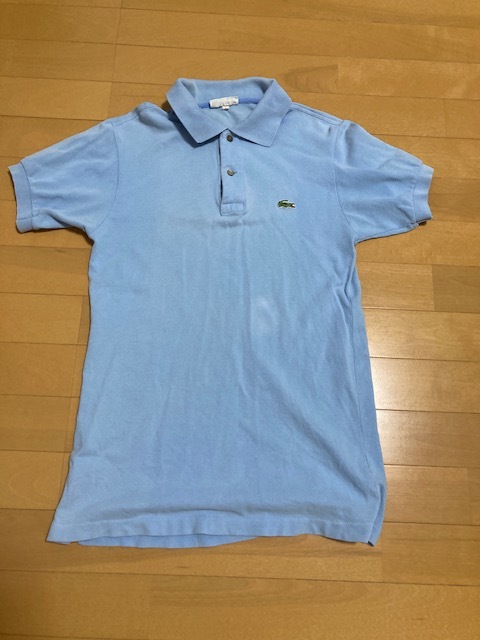 80´s LACOSTE◆ラコステ/フレンチラコステ/フランスラコステ/ポロシャツ/３/コットン/サックス/フランス製