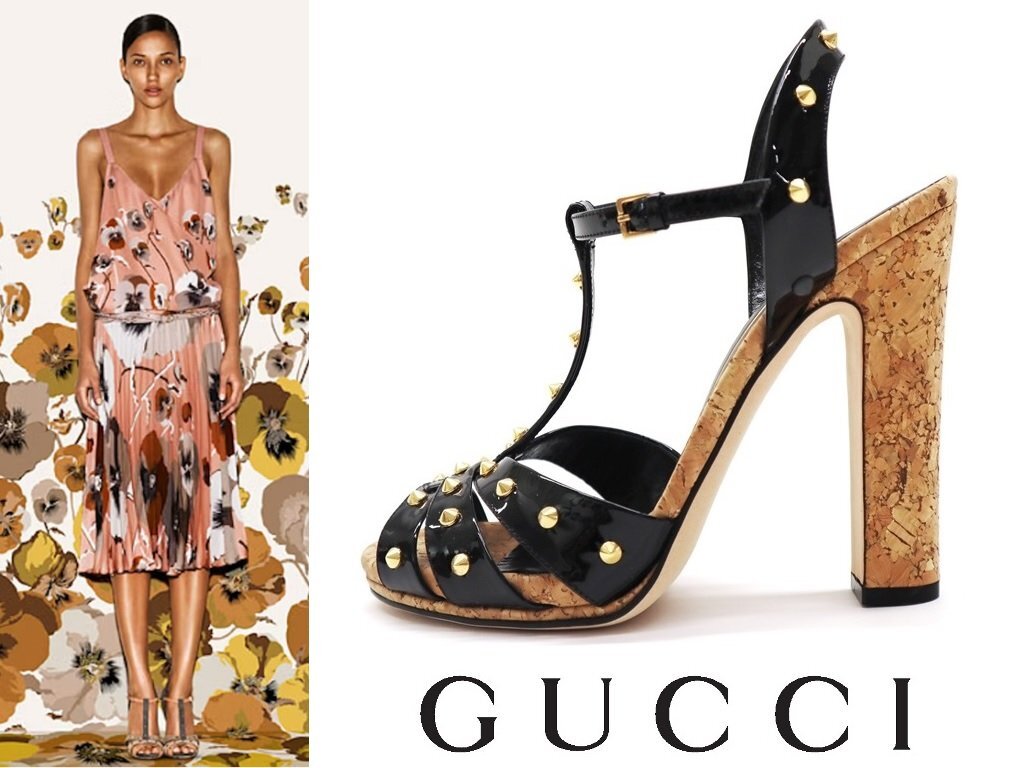 GUCCI グッチ ブラック ゴールド飾り金具付き ハイヒールサンダル 21万新品訳有◇38=24.5~25cm◇【GUCCI グッチ】 パテントレザー