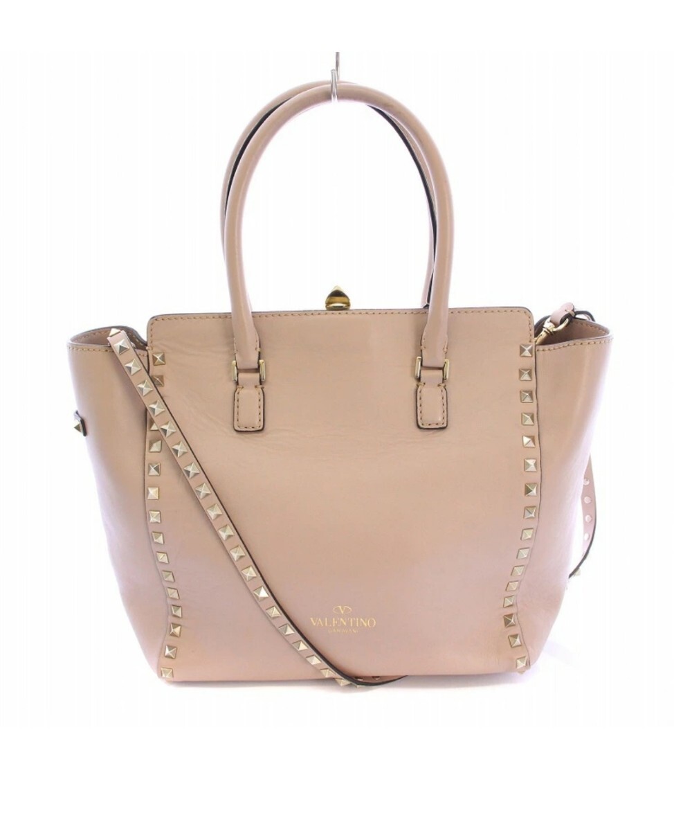 VALENTINO GARAVANI ロゴ Rockstud 2Way レザー トートバッグ ヴァレンティノ ガラヴァーニ VALENTINO GARAVANI 2WAY トート