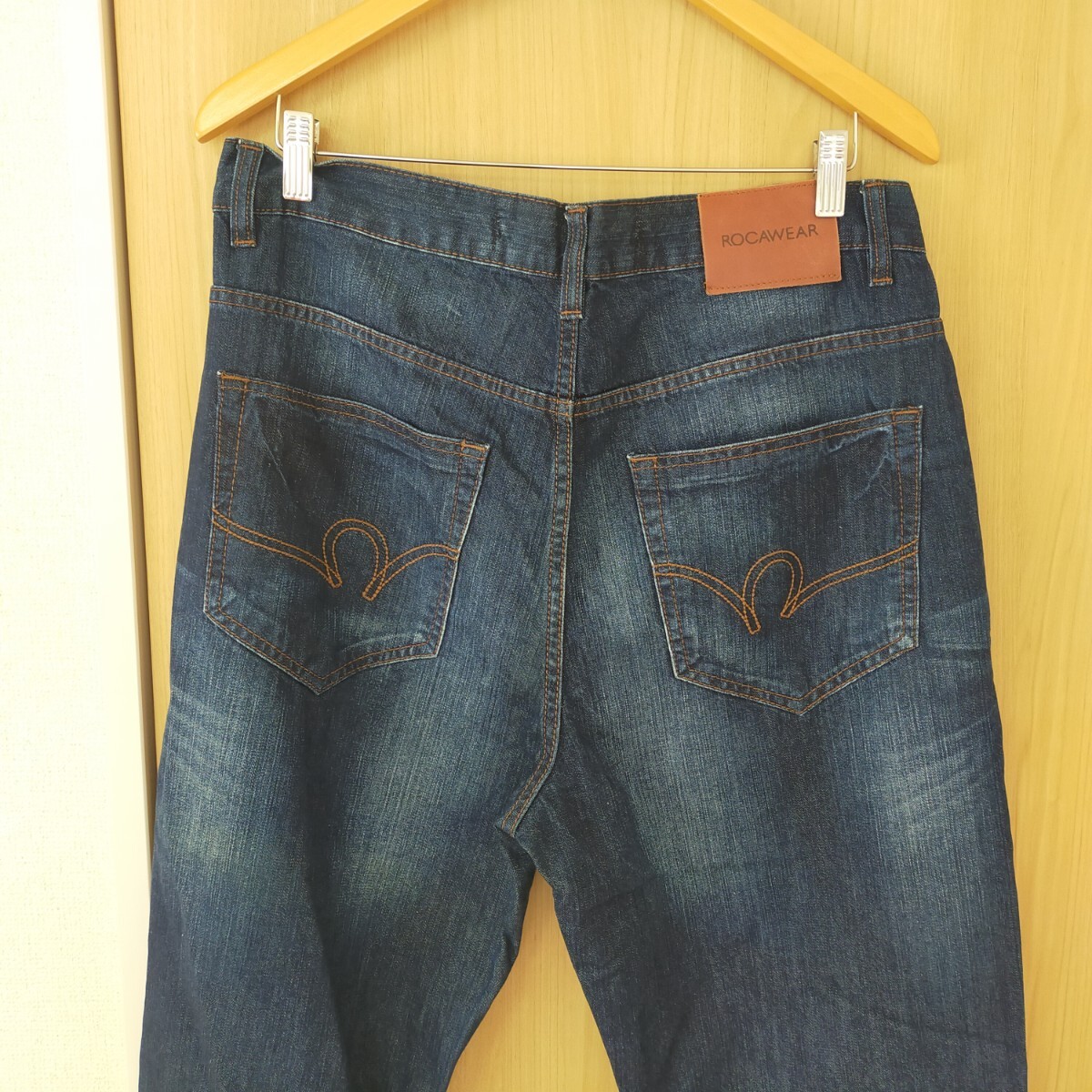 ROCAWEAR ロカウェア ルーズフィット デニムパンツ ジーンズ ワイド W34 インディゴブルー_画像7