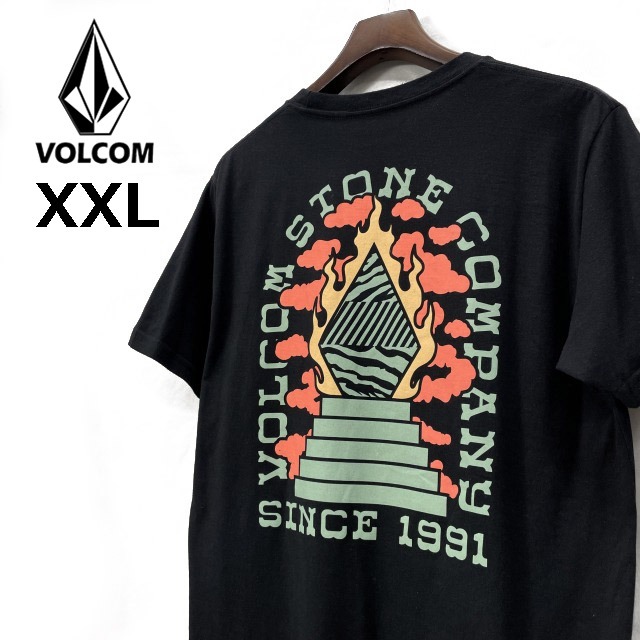 売切り【正規新品】VOLCOM ボルコム◆半袖 Tシャツ スケート サーフ ストーンロゴ 男女兼用 バックプリント(XXL)黒 250617-B_画像2