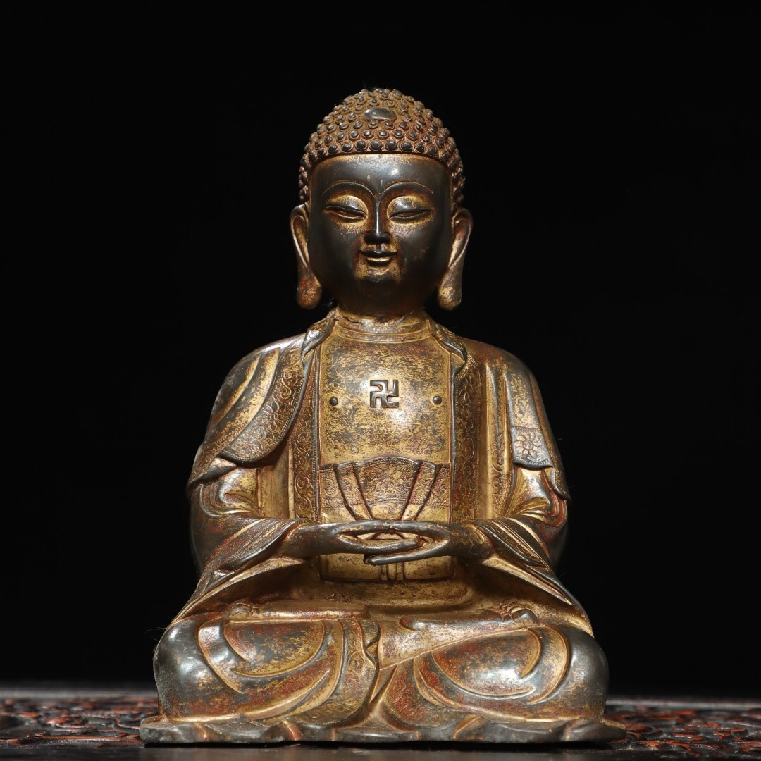 蔵友館蔵品・銅製・泥金・釋迦牟尼像・仏像・宗教・仏教古美術・