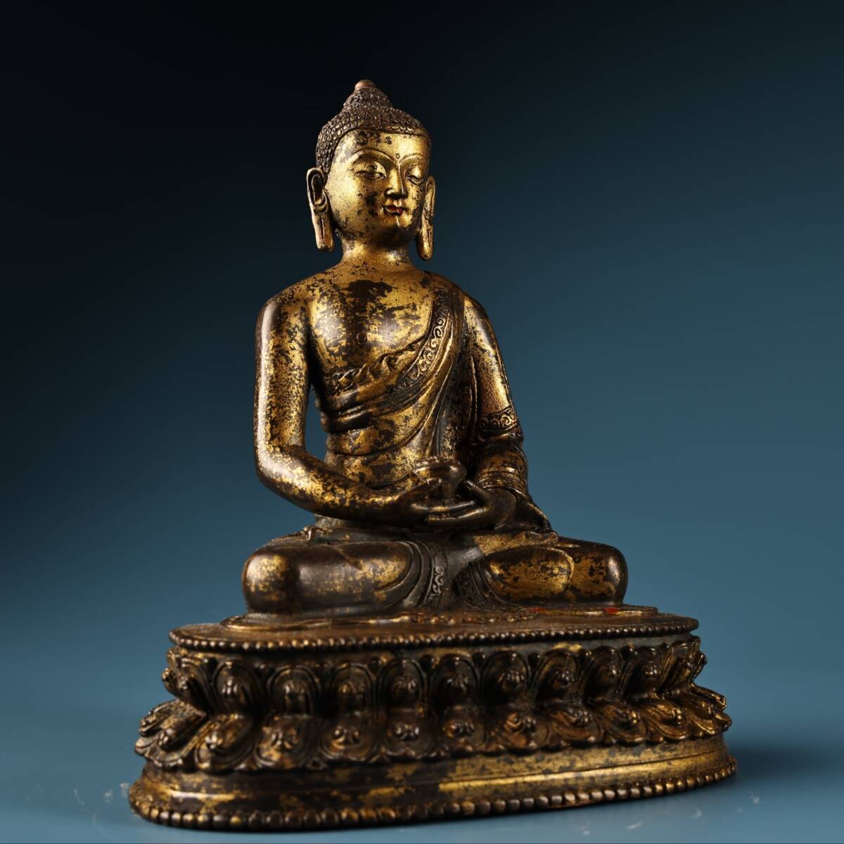 蔵友館蔵品・銅製・泥金・釋迦牟尼仏・仏像・宗教・仏教古美術・