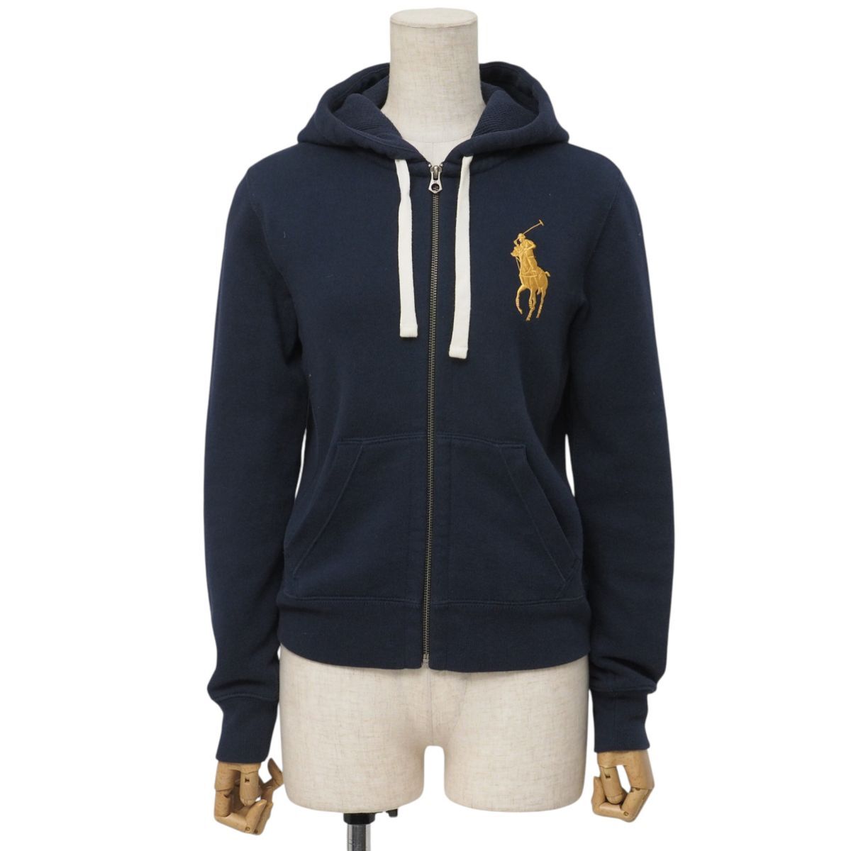 ポロラルフローレン ジップアップパーカー M ネイビー 裏起毛 ロゴ刺繍 TJ2039☆ラルフローレン RALPH LAUREN ジップアップパーカー