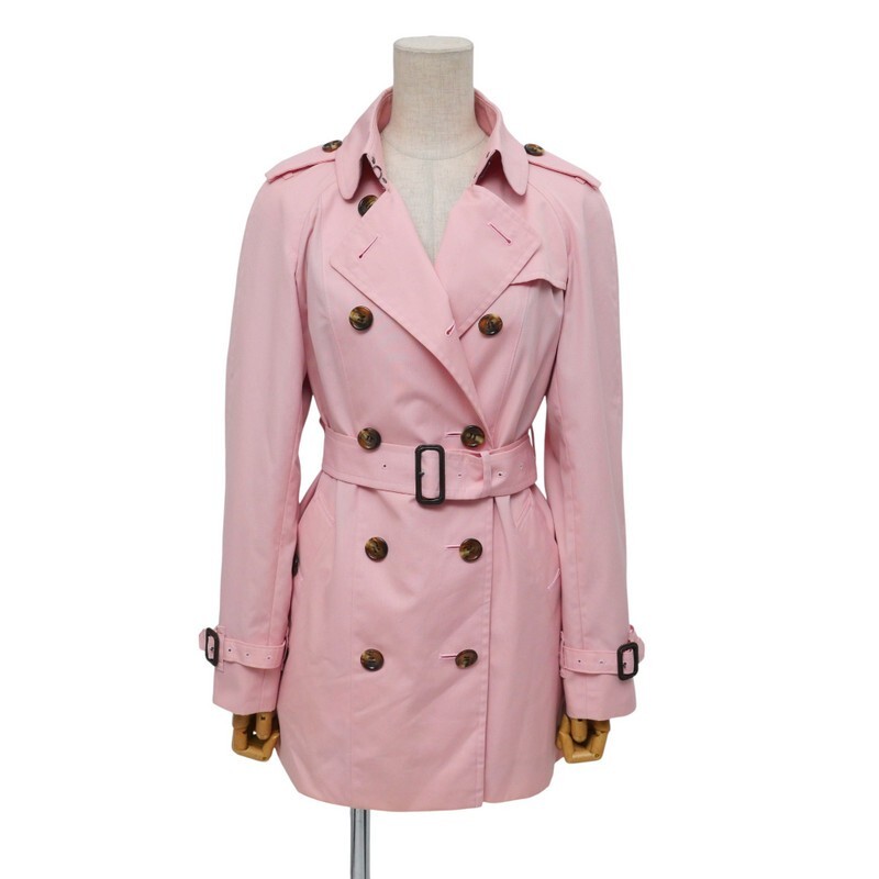 バーバリー ブルーレーベル♡ピンクチェック フレアトレンチコート TJ0998☆BURBERRY LONDON バーバリー 裏:ノバチェック柄
