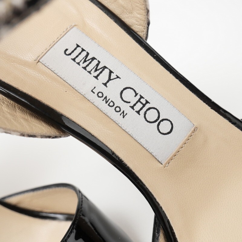 JIMMY CHOO☆ エロイーズ 80 ライトゴールド レザー サンダル MH8064▽イタリア製▽ジミーチュウ JIMMY CHOO*パテントレザー