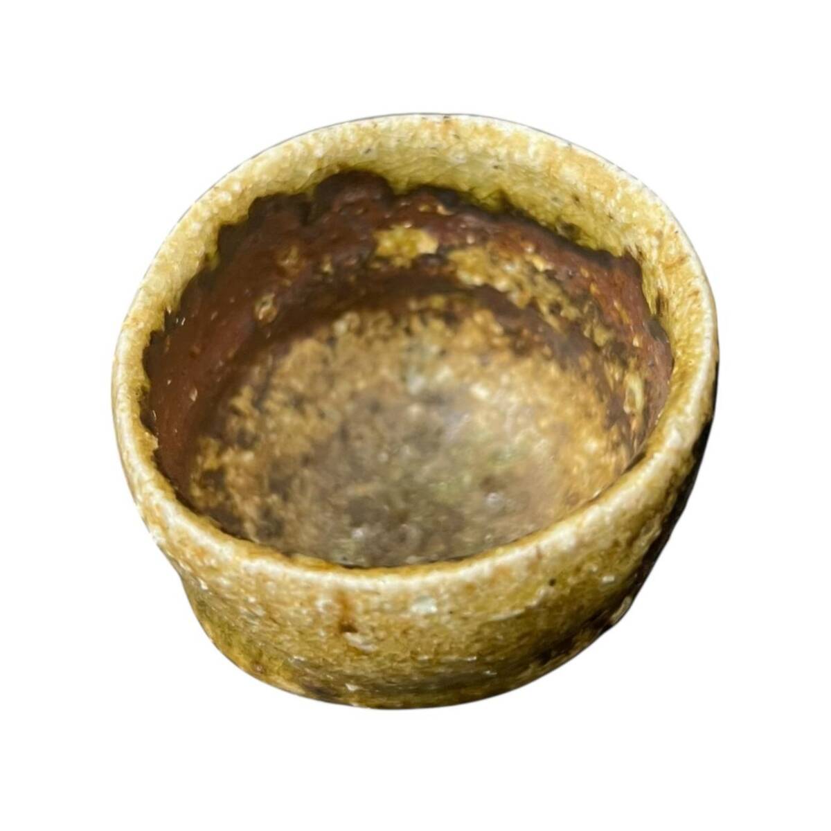 【骨董品】伊勢崎満 備前焼 備前ぐい呑 ② ☆ぐい呑み 2客セット 伊勢崎 満 備前焼 木箱 ブラウン系骨董