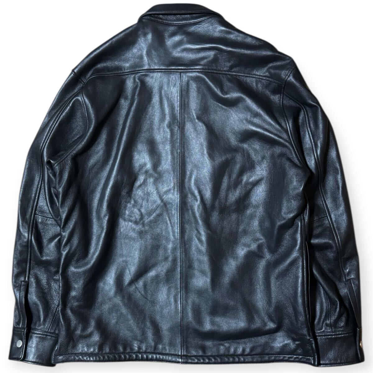 美品 ナノユニバース 21AW 羊革 レザーシャツジャケット XL ブラック 美品 完売品 ナノユニバース 21AW 羊革 レザーシャツジャケット