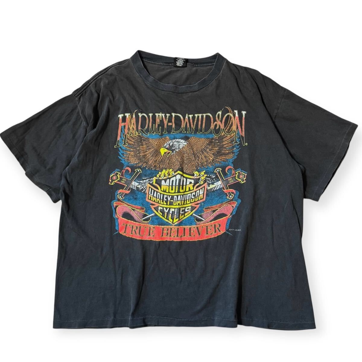 ト*ィ様 鬼フェード 90s USA製 Harley-Davidson フェード HARLEY DAVIDSON 90s USA製 ビンテージ Tシャツ 鬼フェード