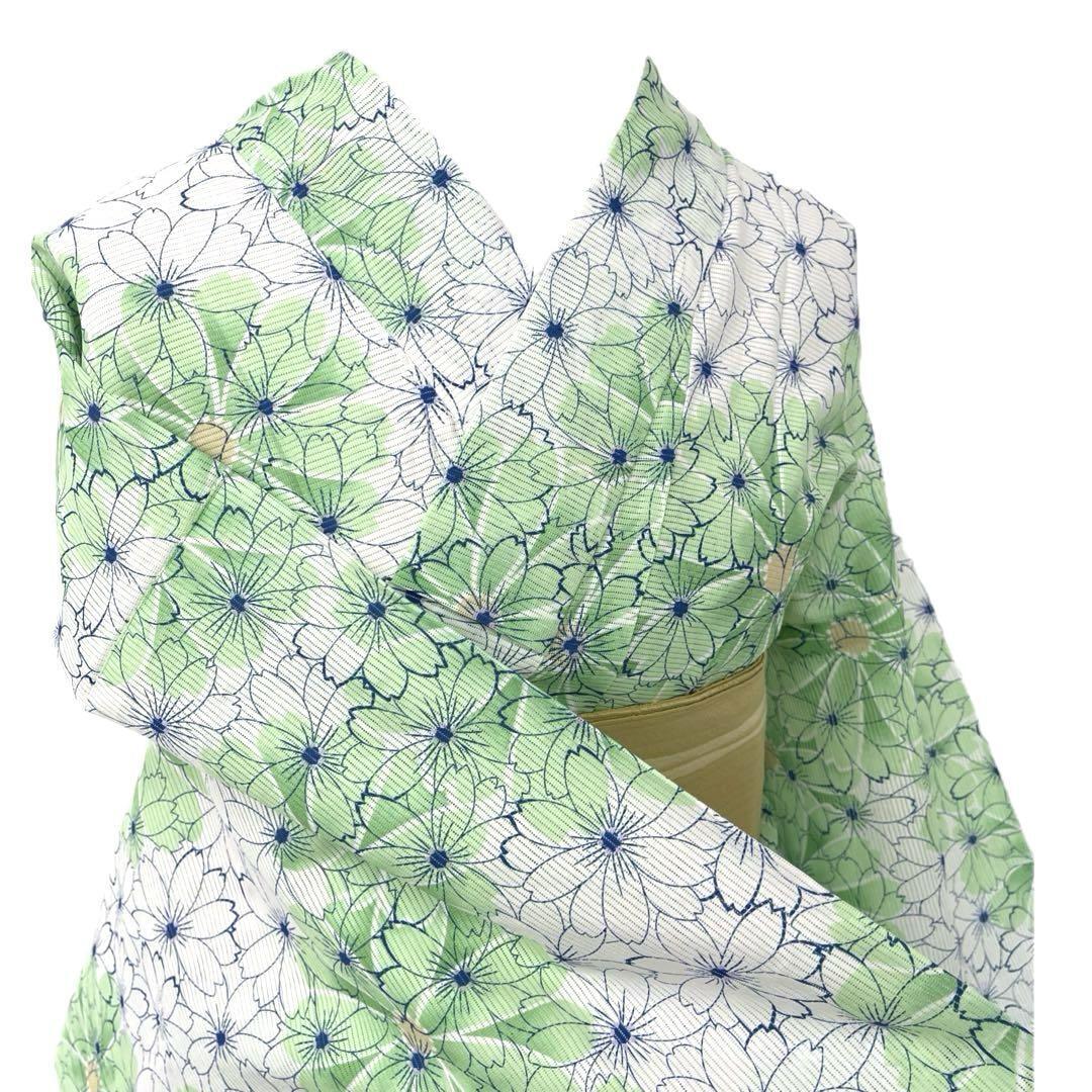 【着物と帯 時流】Y25834◆浴衣◆綿絽 未使用品 綿100% 八重桜 白色 着物と帯 時流】Y25834◇浴衣◇綿絽 未使用品 綿100% 八重桜