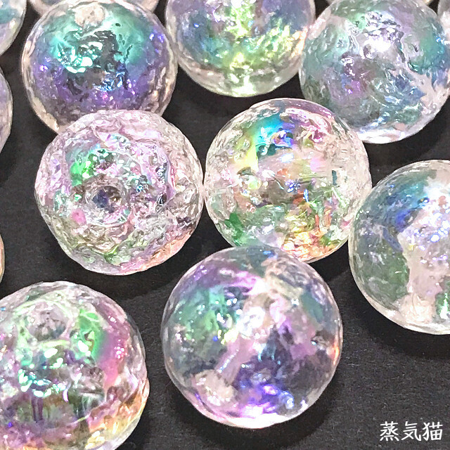 b9122 虹色モザイクビーズ 16mm 10個【オーロラ ピアス イヤリング クリア 手作り 手芸材料ハンドメイド アクセサリー素材】蒸気猫パーツ_画像4