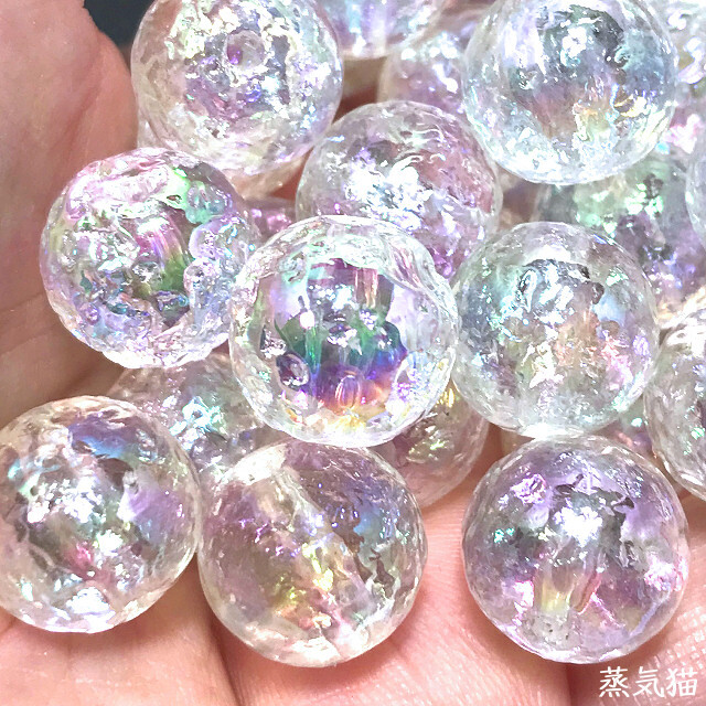 b9122 虹色モザイクビーズ 16mm 10個【オーロラ ピアス イヤリング クリア 手作り 手芸材料ハンドメイド アクセサリー素材】蒸気猫パーツ_画像5