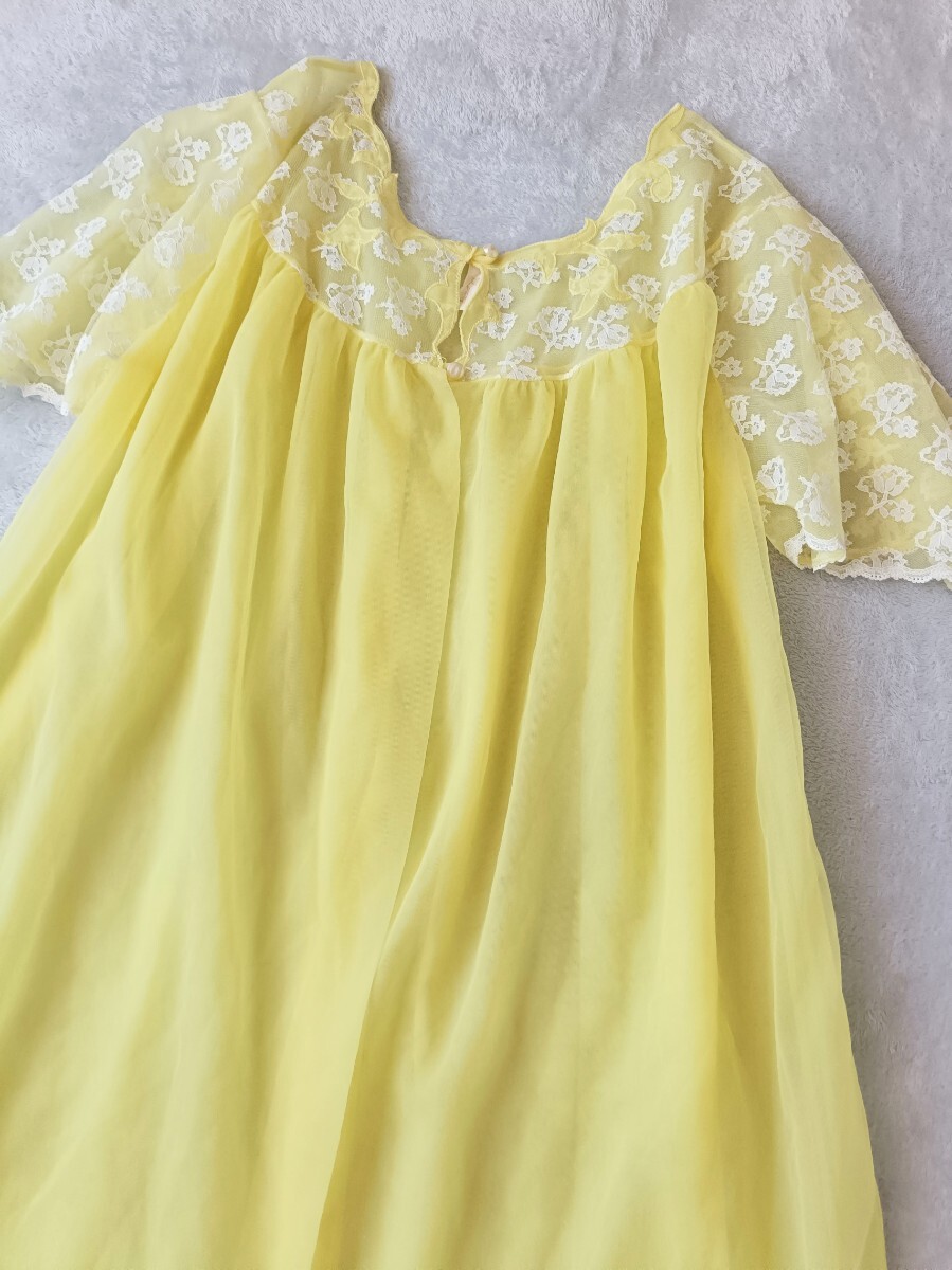 ランジェリードレス ガウン ネグリジェ ヴィンテージワンピース アメリカ古着 シースルー シフォン ルームウェア 部屋着_画像1