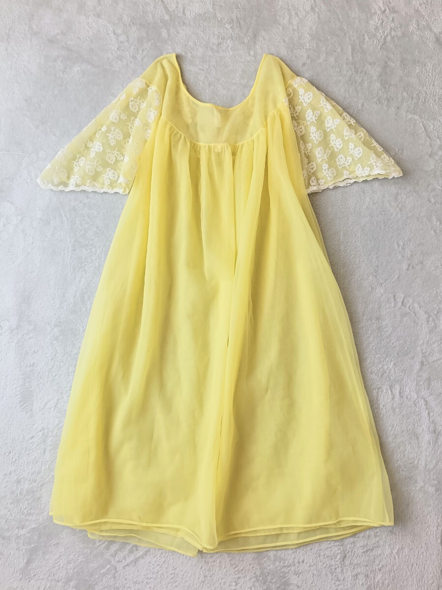 ランジェリードレス ガウン ネグリジェ ヴィンテージワンピース アメリカ古着 シースルー シフォン ルームウェア 部屋着_画像3