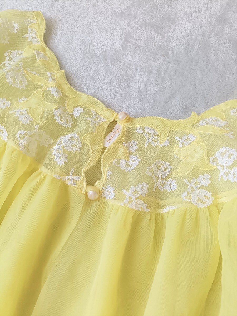 ランジェリードレス ガウン ネグリジェ ヴィンテージワンピース アメリカ古着 シースルー シフォン ルームウェア 部屋着_画像4