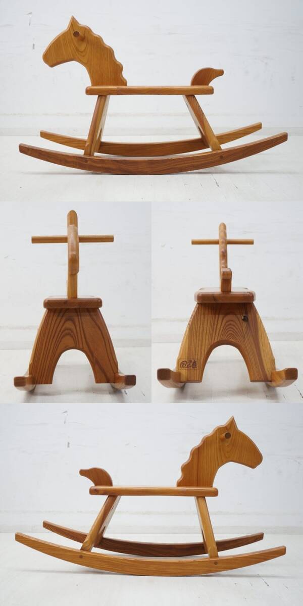 東ハ:家具工房【鳳山堂】木馬 全長約90㎝ 木製ロッキングホース 1971年創業 老舗家具製造会社 乗用玩具 木の乗り物 ★送料無料★_画像2