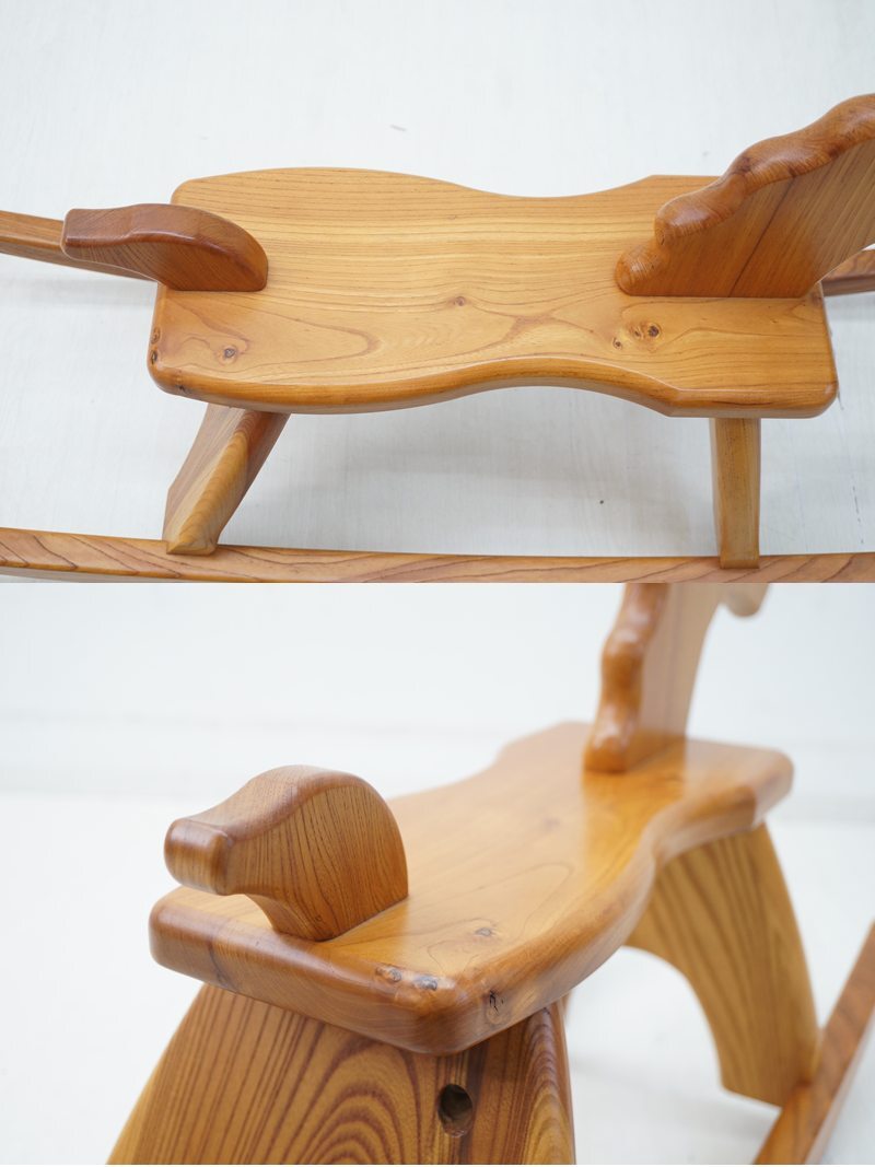 東ハ:家具工房【鳳山堂】木馬 全長約90㎝ 木製ロッキングホース 1971年創業 老舗家具製造会社 乗用玩具 木の乗り物 ★送料無料★_画像5