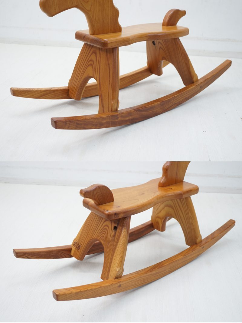 東ハ:家具工房【鳳山堂】木馬 全長約90㎝ 木製ロッキングホース 1971年創業 老舗家具製造会社 乗用玩具 木の乗り物 ★送料無料★_画像6