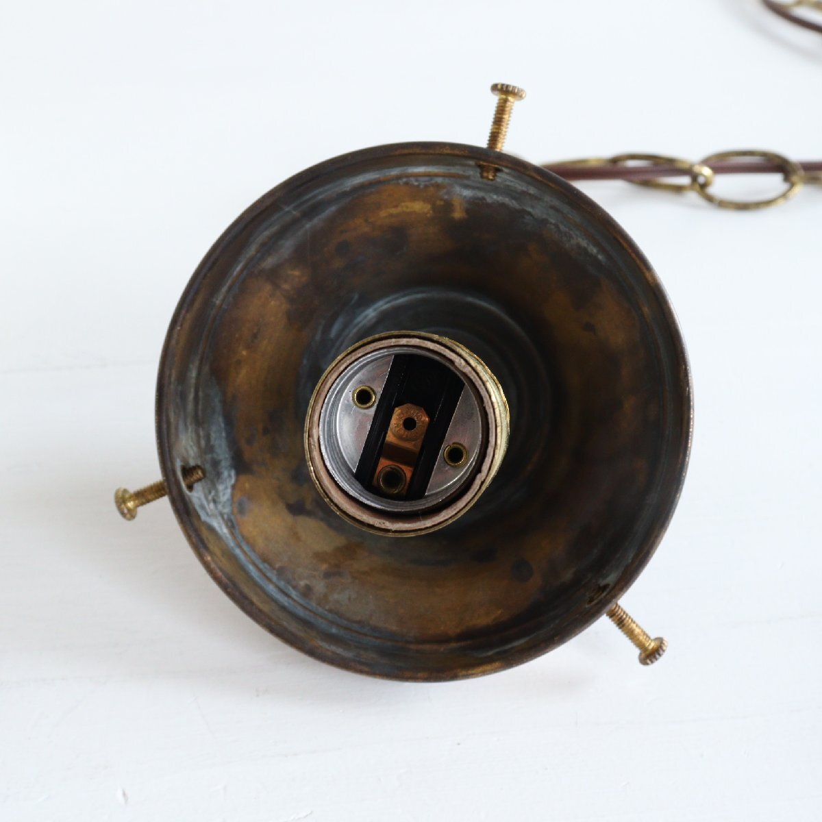 アンバーランプ　アンティークアメリカランプ ヴィンテージ アンバーガラス ペンダントランプ B｜アンティーク