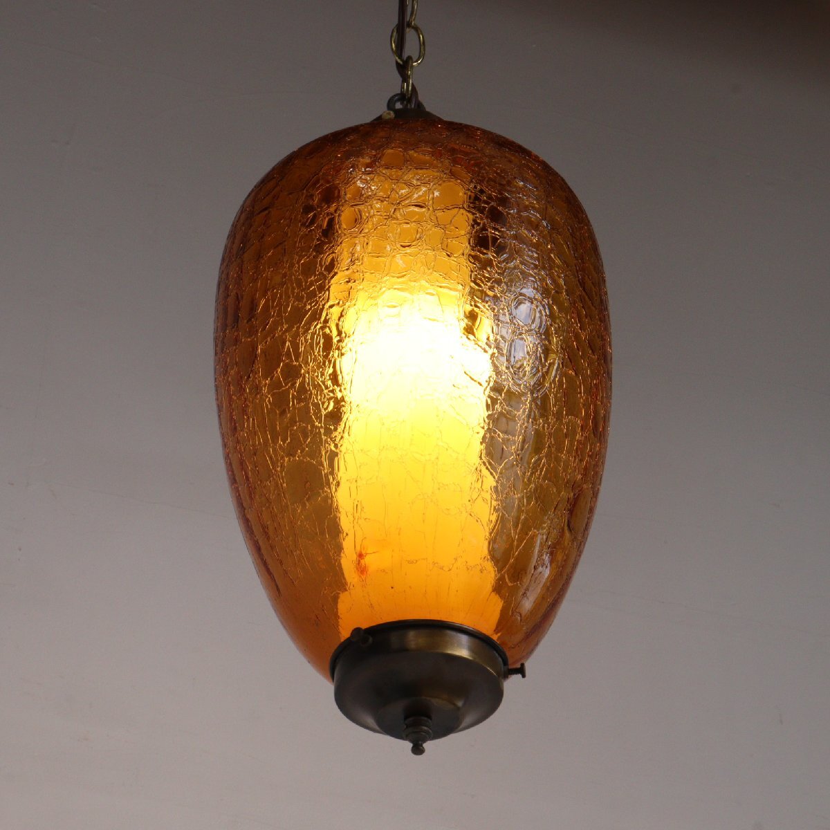 アンバーガラス　ペンダントランプ　ライト　ヴィンテージ アンティーク ヴィンテージ アンバーガラス ペンダントランプ -通販-ローズ