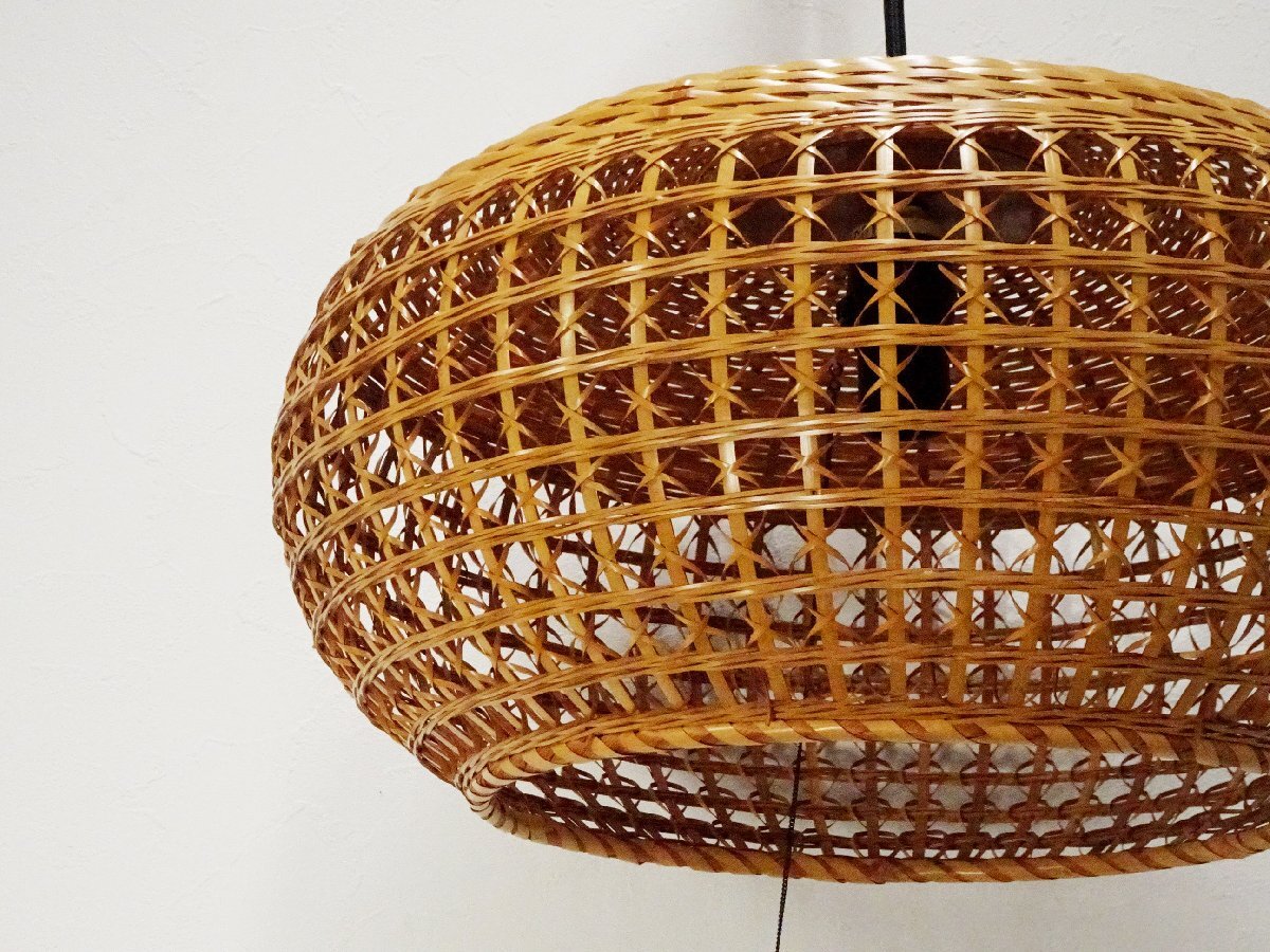 【敬逢】秀逸 和風(fēng)照明 YAMAGIWA ヤマギワ 竹編み細(xì)工 ペンダントライト 最高峰の極上細(xì)工 徑：42cm イサムノグチ柳宗理