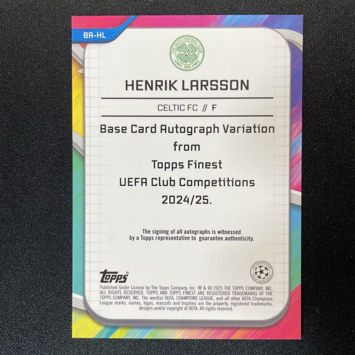 2024-25 Topps Finest UEFA Henrik Larsson Auto Celtic /75