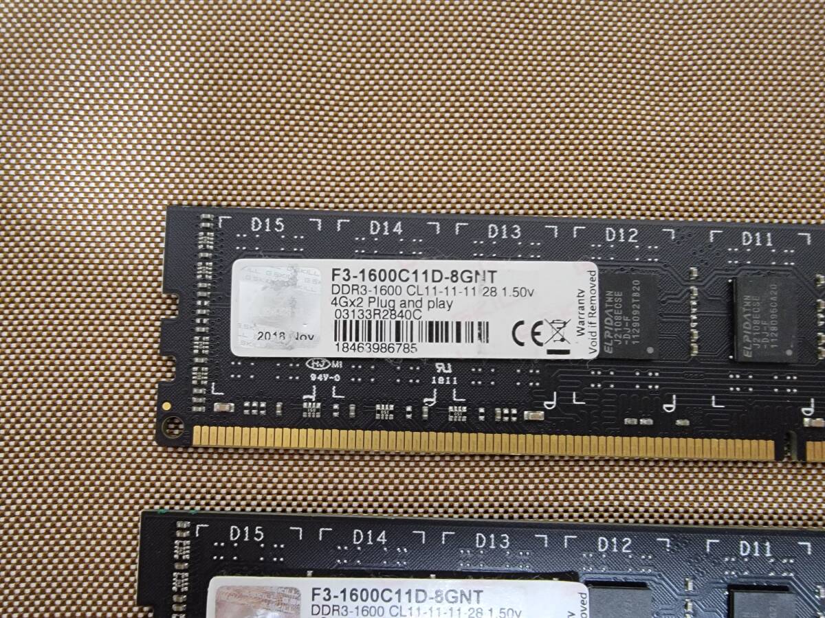 G.SKILL DDR3 PC3-12800 DDR3 1600 デスクトップ用メモリ 8GBx2 16GBセット XMP 動作OK_画像2