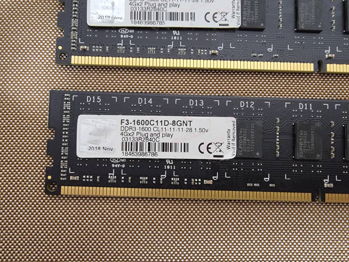 G.SKILL DDR3 PC3-12800 DDR3 1600 デスクトップ用メモリ 8GBx2 16GBセット XMP 動作OK_画像3