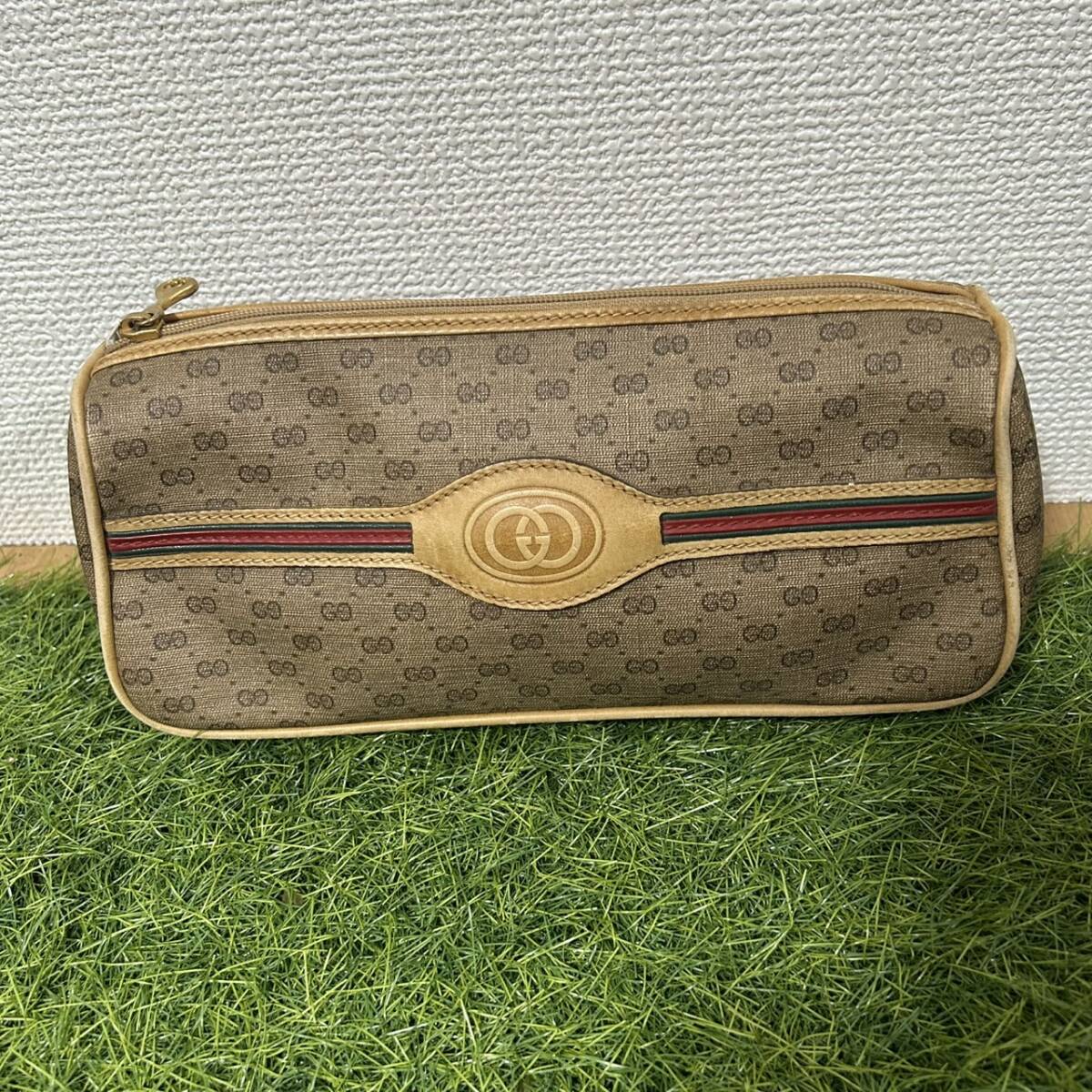 GUCCI グッチ シェリー ライン コスメ 化粧 ポーチ GG柄 ミニクラッチ GUCCI マイクロGG シェリーライン ポーチ オールドグッチ