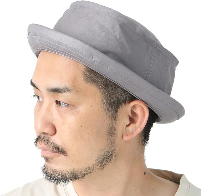 ＜Lサイズ(約61cm)＞＜Grey＞egnuu 日本製 コットン ポークパイハット 帽子 メンズ 大きいサイズ 日本製_画像1